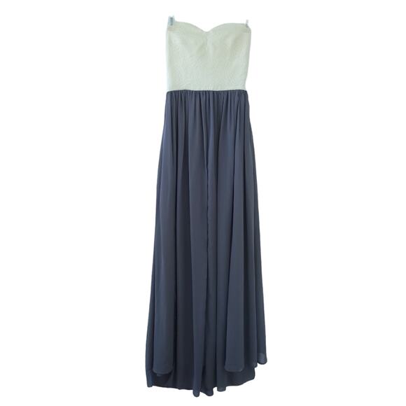 Ceremony by Joanna August Strapless Maxi Formal Dress Size 0 Cream, Gray - Picture 1 of 4